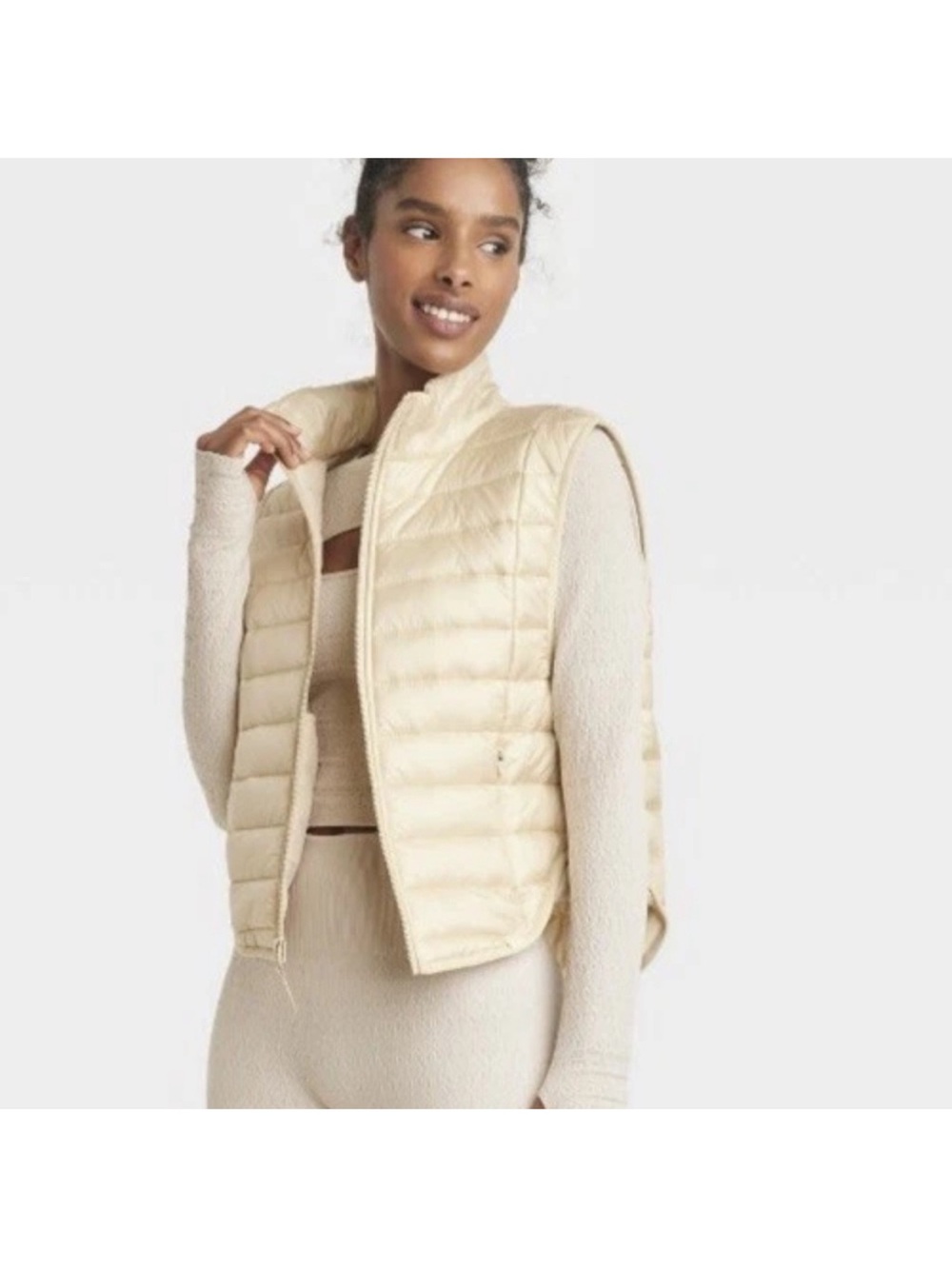 Joylab Cream Puffer Jacket - Lightweight Quilted Coat